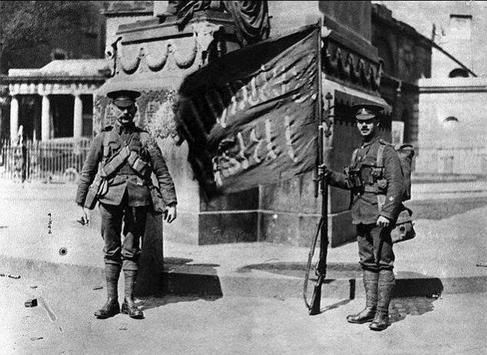 posing with captured flag